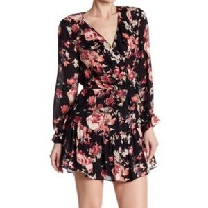 JOIE, Lightly worn black and pink floral long sleeve dress​​​​​